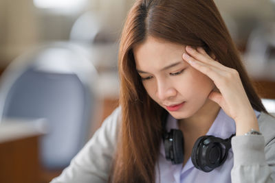 Portrait of a girl using smart phone