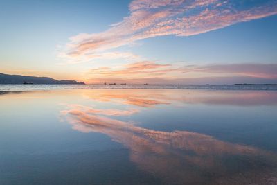 Scenic view of sea against sky at sunset