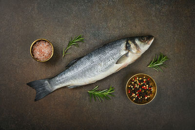 High angle view of fish on plate