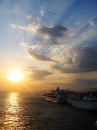 Scenic view of sea at sunset