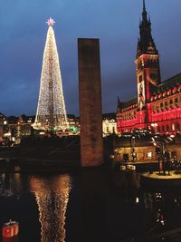 Illuminated city at night