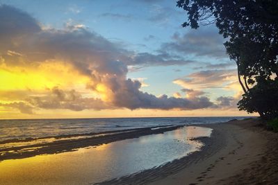 Scenic view of beach during sunset