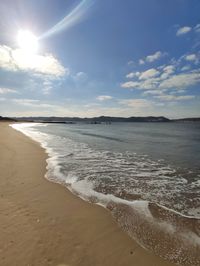 Scenic view of beach against sky