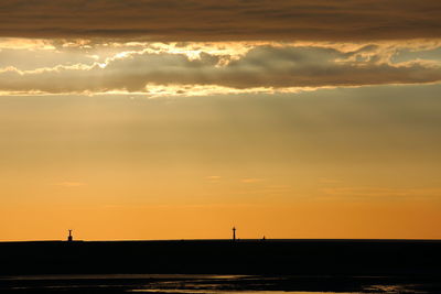 View of calm sea at sunset