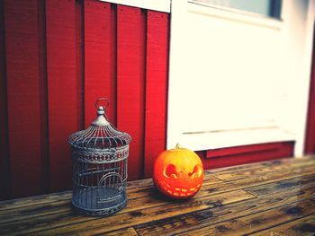 Close-up of pumpkin on table