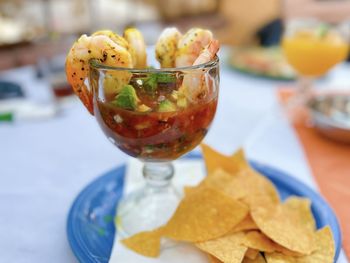 Close-up of food on table