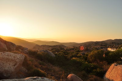 Scenic view of mountains against clear sky