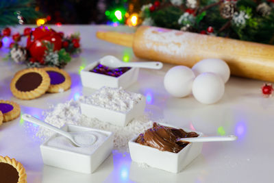 Close-up of dessert on table