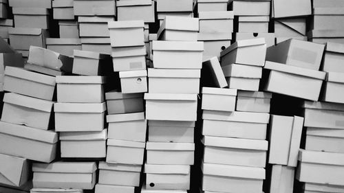 Full frame shot of boxes at warehouse