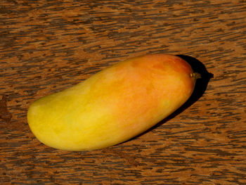 High angle view of apple on table