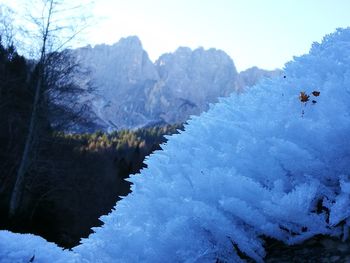 Scenic view of mountain against sky during winter