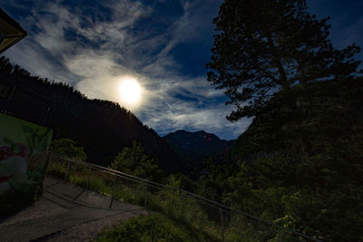 Scenic view of mountains against sky at night