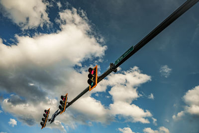 Low angle view of man jumping against sky