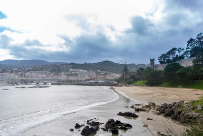 Scenic view of beach against sky