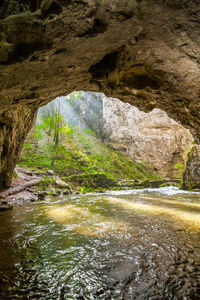 River flowing through cave