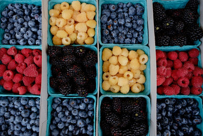 High angle view of fruits for sale in market