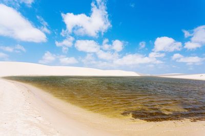 Scenic view of beach against sky