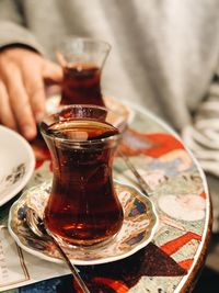 Close-up of tea cup on table