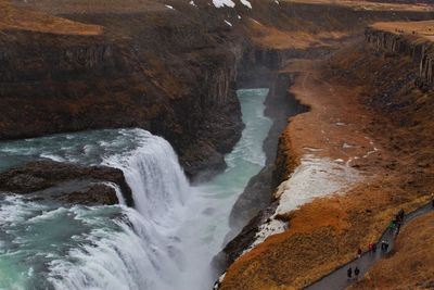 High angle view of waterfall