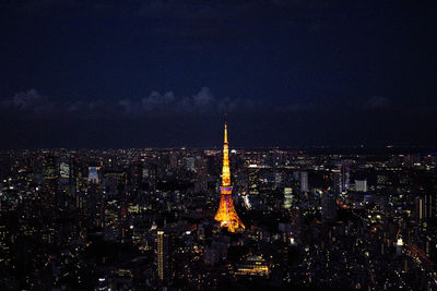 Illuminated cityscape at night