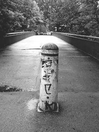 Information sign on tree trunk