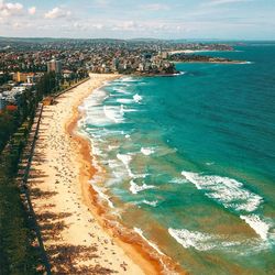 High angle view of beach against sky