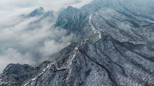 High angle view of panoramic shot of mountain range