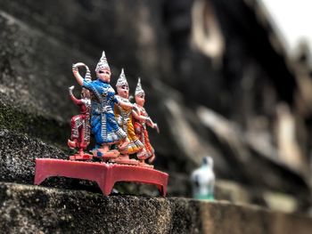 Close-up of statue against temple