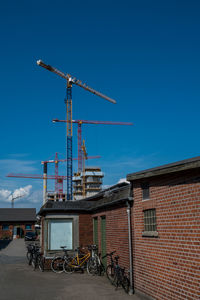 The old southern harbor in aarhus an construction cranes