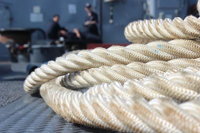 Close-up of rope on floor