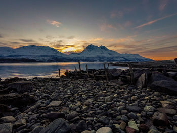 Scenic view of sea against sky during sunset