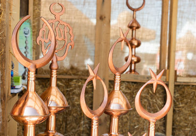 Close-up of hanging for sale at market stall