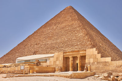 Exterior of historical building against clear sky