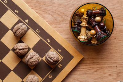 High angle view of food on table