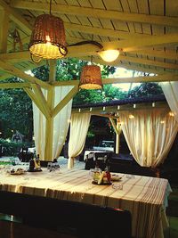 View of illuminated chairs