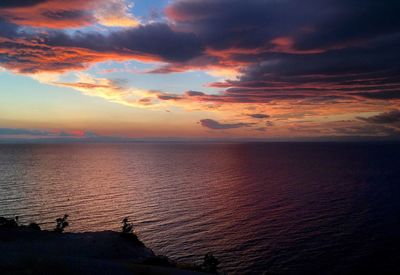 Scenic view of dramatic sky over sea