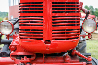 Close-up of red tractor