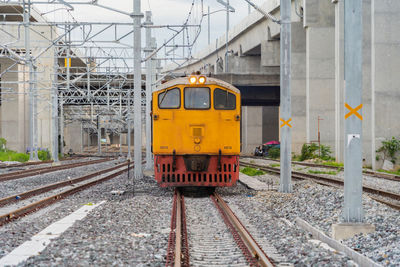 Train on railroad station platform