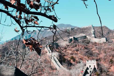 Scenic view of mountains against clear sky