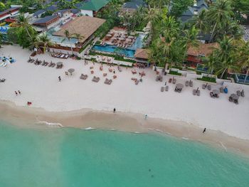 High angle view of people at beach