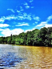 Scenic view of lake against cloudy sky