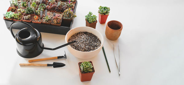 High angle view of food on table