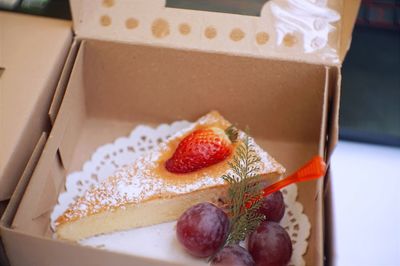 Close-up of cake in box