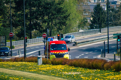 Traffic on road in city