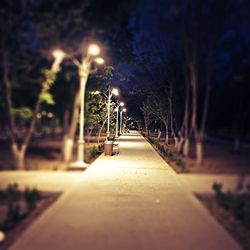 View of empty street at night