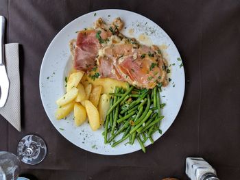 High angle view of meal served in plate