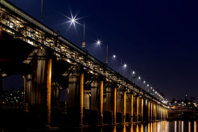 Banpo bridge over han river against sky in city at night