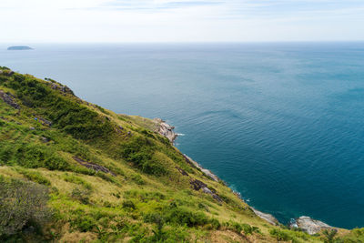 High angle view of sea against sky