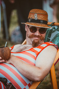 Portrait of man wearing sunglasses