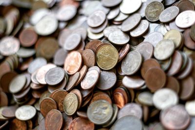 Full frame shot of coins